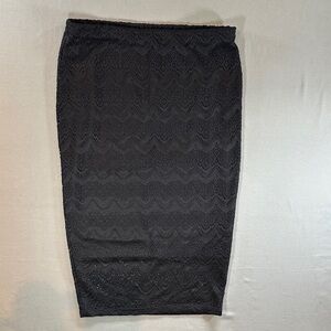 Free Press Black Lace Pencil Skirt Lined Stretch Size M